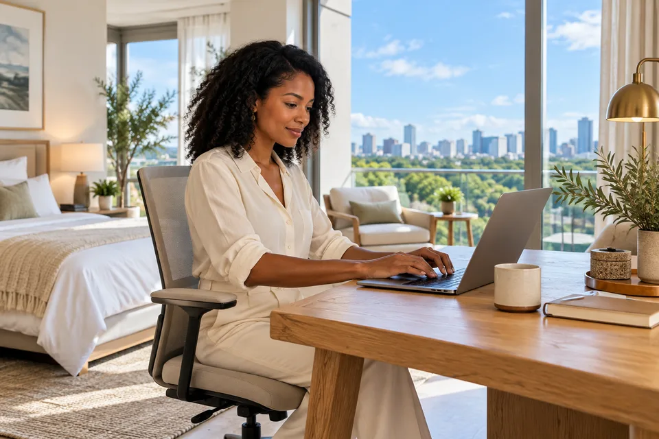Brand inspiration: a woman working beside a bright window